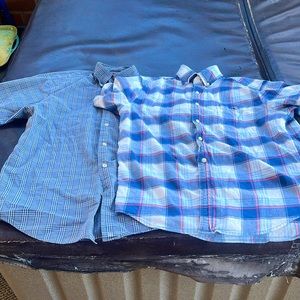 Lot of 2 men’s plaid shirt sleeve shirts